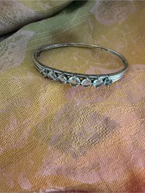 Silver Crystal Accent Bangle Bracelet - Women Jewelry